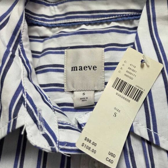 New S Anthropologie x Maeve the Bennet buttondown shirt in blue stripe - Picture 4 of 7